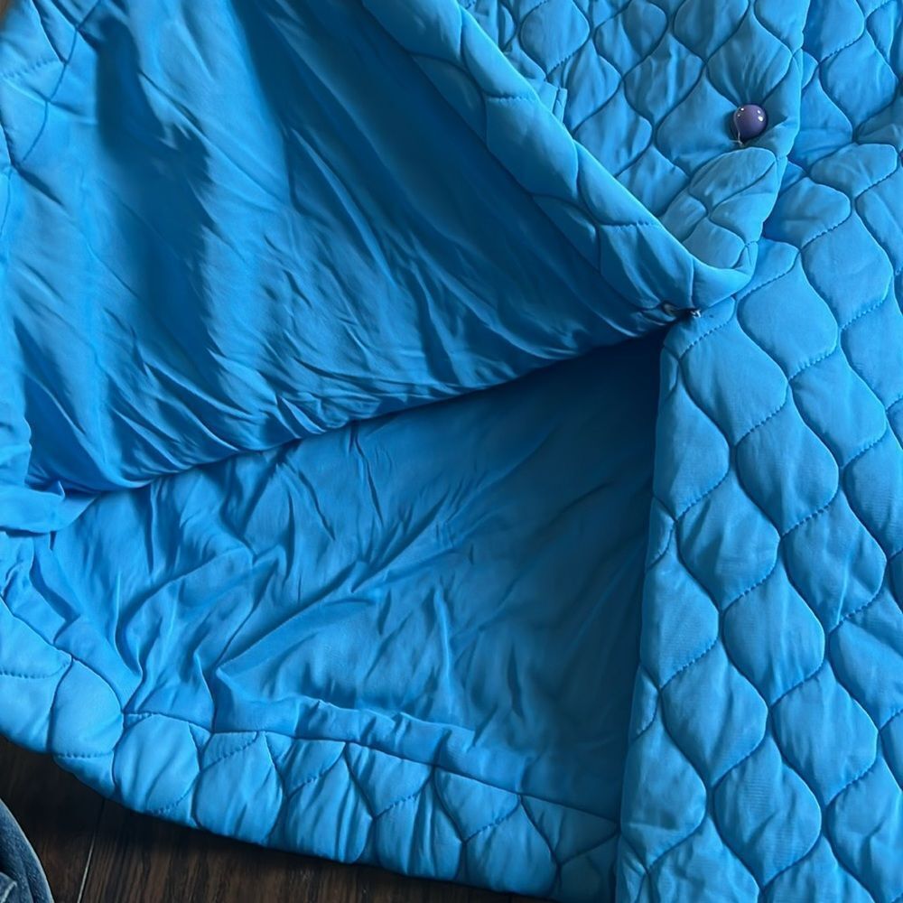 VTG 60s Lynn Caryl Chicago quilted nylon trench jacket light blue size L EUC - Picture 9 of 13